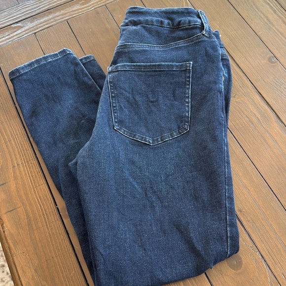 Express Skinny Mid Rise Ultra Hyper Stretch Jeans Blue Sz Medium Distressed - Picture 1 of 5